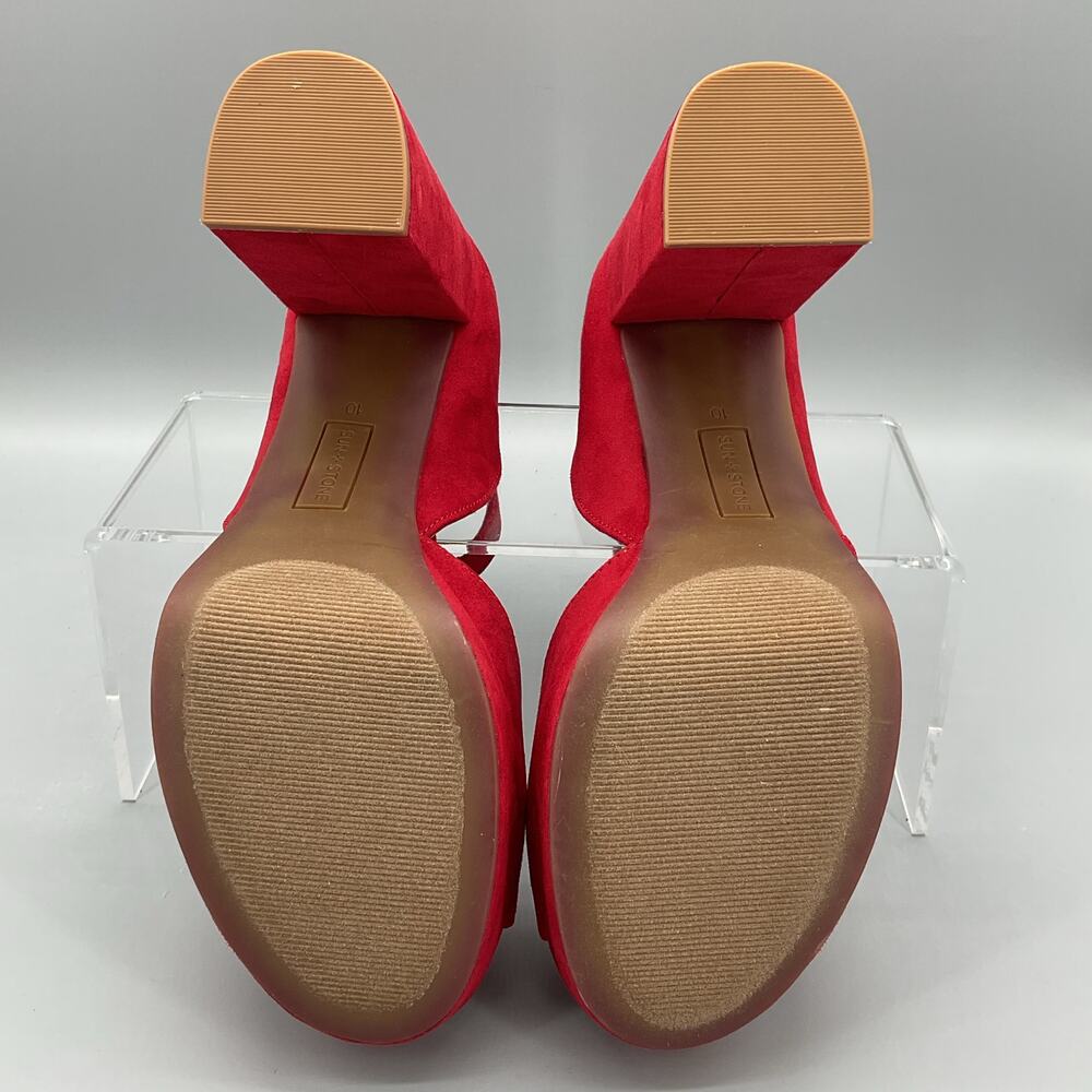 NEW Sun + Stone Women’s Reema Peep Toe Platform Sandals Cherry Size 10M - Picture 8 of 10